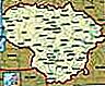 Lituania.  Mapa político: fronteras, ciudades.  Incluye localizador.