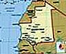 Mauritania.  Mapa político: fronteras, ciudades.