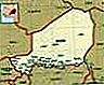 Níger.  Mapa político: fronteras, ciudades.  Incluye localizador.