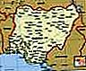 Нигерия.  Политическа карта: граници, градове.  Включва локатор.