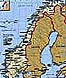 Noruega.  Mapa político: fronteras, ciudades.  Incluye localizador.