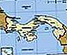 Panamá.  Mapa político: fronteras, ciudades.  Incluye localizador.