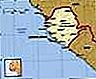 Sierra Leona.  Mapa político: fronteras, ciudades.  Incluye localizador.