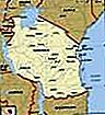 Tanzania.  Mapa político: fronteras, ciudades.  Incluye localizador.