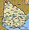 Uruguay.  Mapa político: fronteras, ciudades.  Incluye localizador.