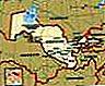 Узбекистан.  Политическа карта: граници, градове.  Включва локатор.