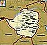 Зимбабве.  Политическа карта: граници, градове.  Включва локатор.