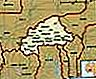 Буркина Фасо.  Политическа карта: граници, градове.  Включва локатор.