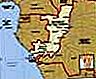 República del Congo.  Mapa político: fronteras, ciudades.  Incluye localizador.