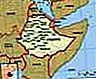 Etiopía.  Mapa político: fronteras, ciudades.  Incluye localizador.