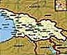 República de Georgia.  Mapa político: fronteras, ciudades.  Incluye localizador.