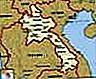 Лаос.  Политическа карта: граници, градове.  Включва локатор.