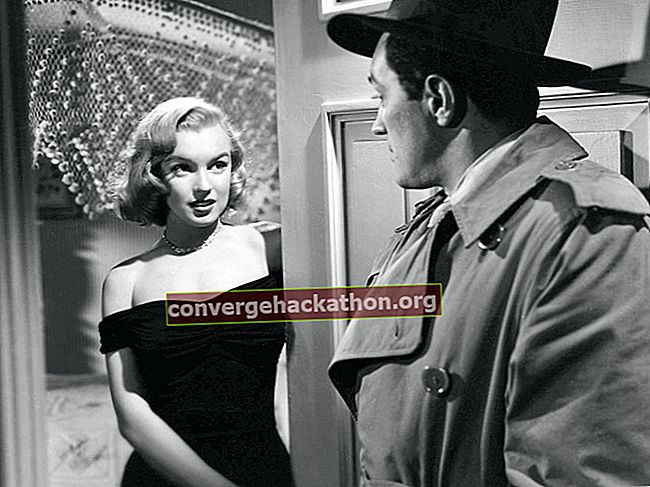 Asphalt Jungle (1950) Filmscenen för skådespelerskan Marilyn Monroe som Angela Phinlay i en tidig filmkarriäruppträdande med skådespelaren Sterling Hayden som Dix ​​Handley i film regisserad av John Huston.