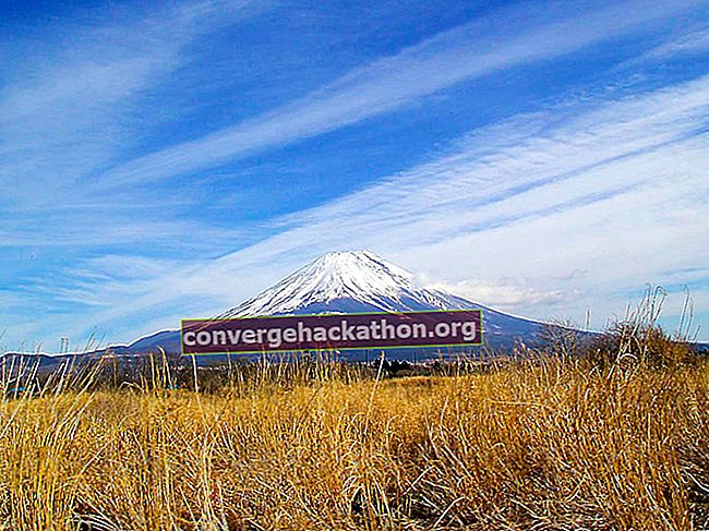 Mt. Fuji da ovest, vicino al confine tra le prefetture di Yamanashi e Shizuoka, in Giappone.