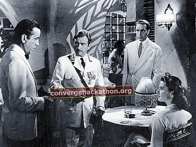 (Från vänster) Humphrey Bogart, Claude Rains, Paul Henreid och Ingrid Bergman in 