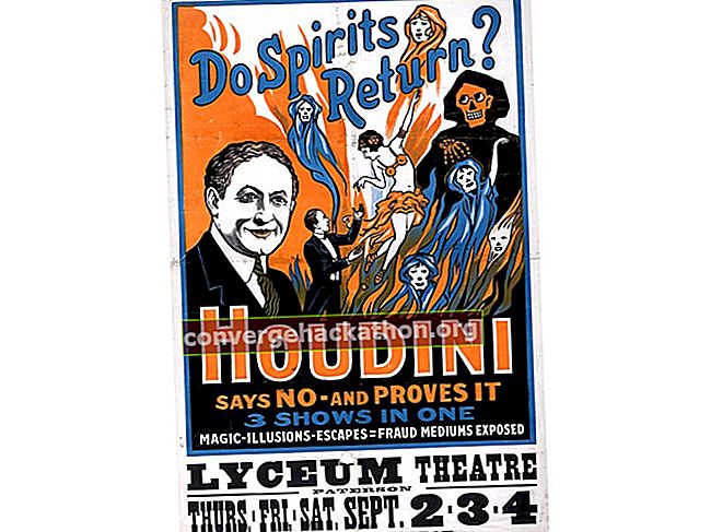 En Harry Houdini-affisch främjar en teaterföreställning för att diskreditera spiritualism.