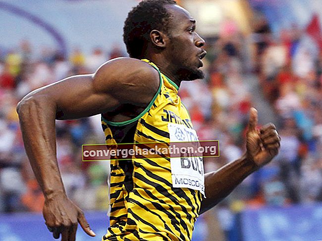 MOSKOW, RUSIA - 17 AGUSTUS: Usain Bolt berlaga di Kejuaraan Atletik Dunia pada 17 Agustus 2013 di Moskow